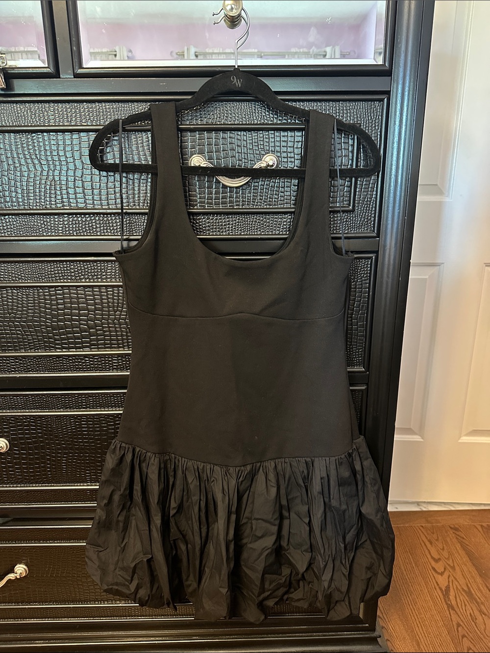 MABLE Black Dress with Bubble Ruffled Hem